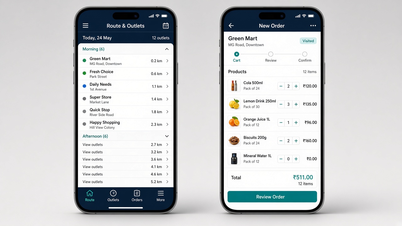 Zuke Distribution mobile app UI for iOS and Android