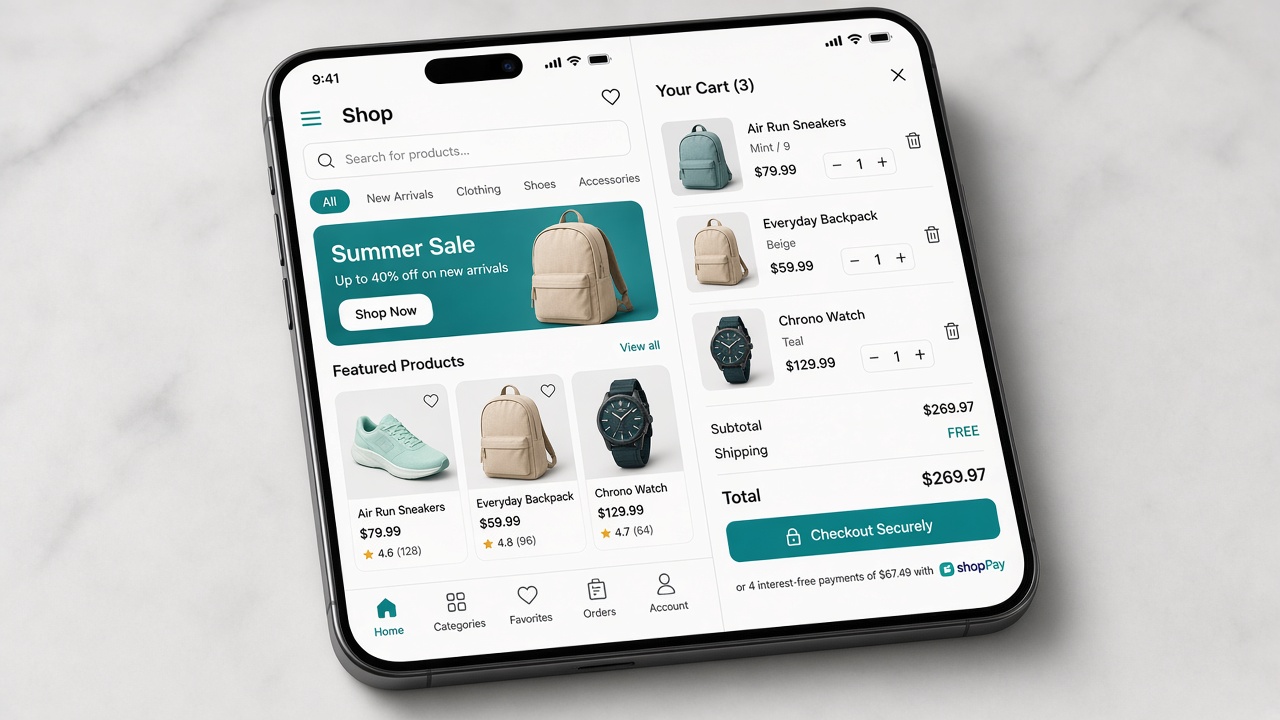 Zuke E-Commerce mobile app UI for iOS and Android